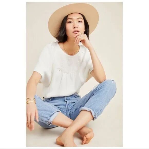 Anthropologie Butterfly Sleeve Sweater in Cream, Size Small, Italy - Picture 1 of 12